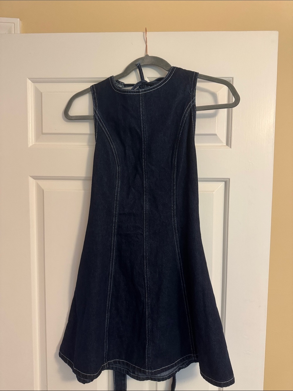 SHEIN Dark Wash Denim A-Line Mini Dress - Navy